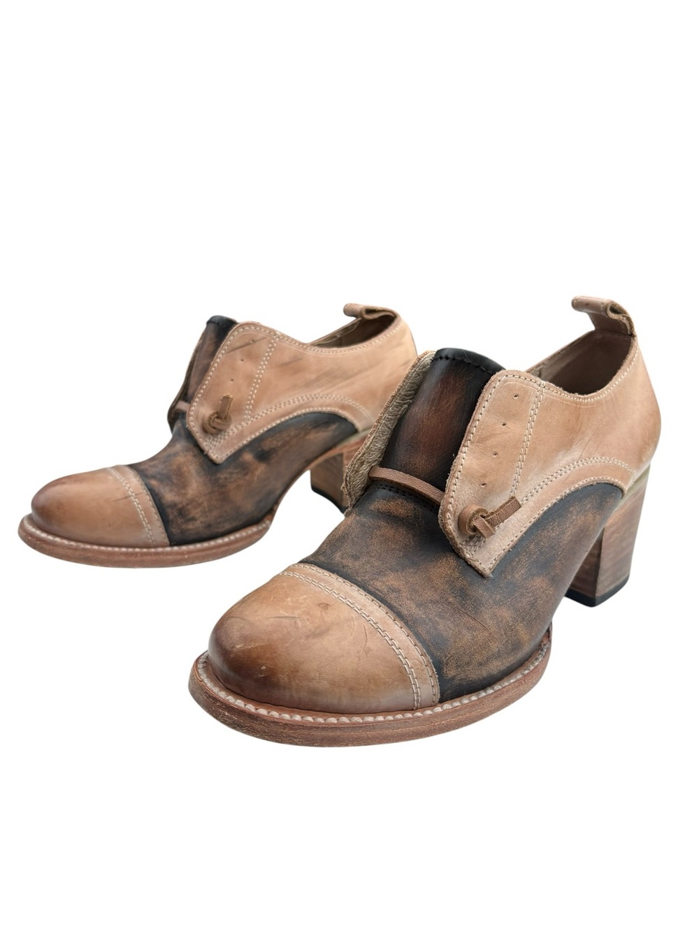 Freebird Catalina Leather Oxford Heels 8 Distressed Lace Up Shoes Bootie Boot - Picture 2 of 11